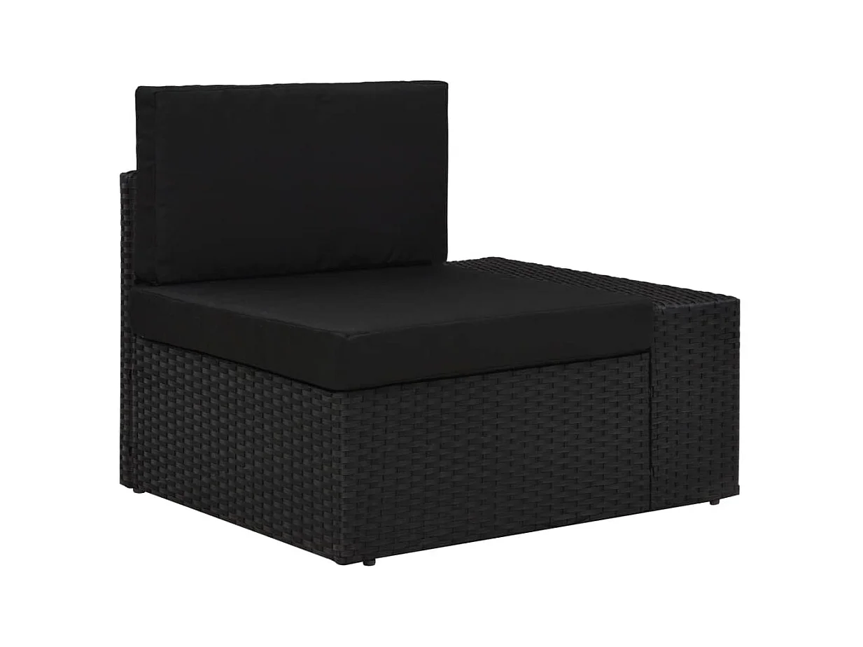 Salon de jardin 9 pièces avec coussins Noir Résine tressée