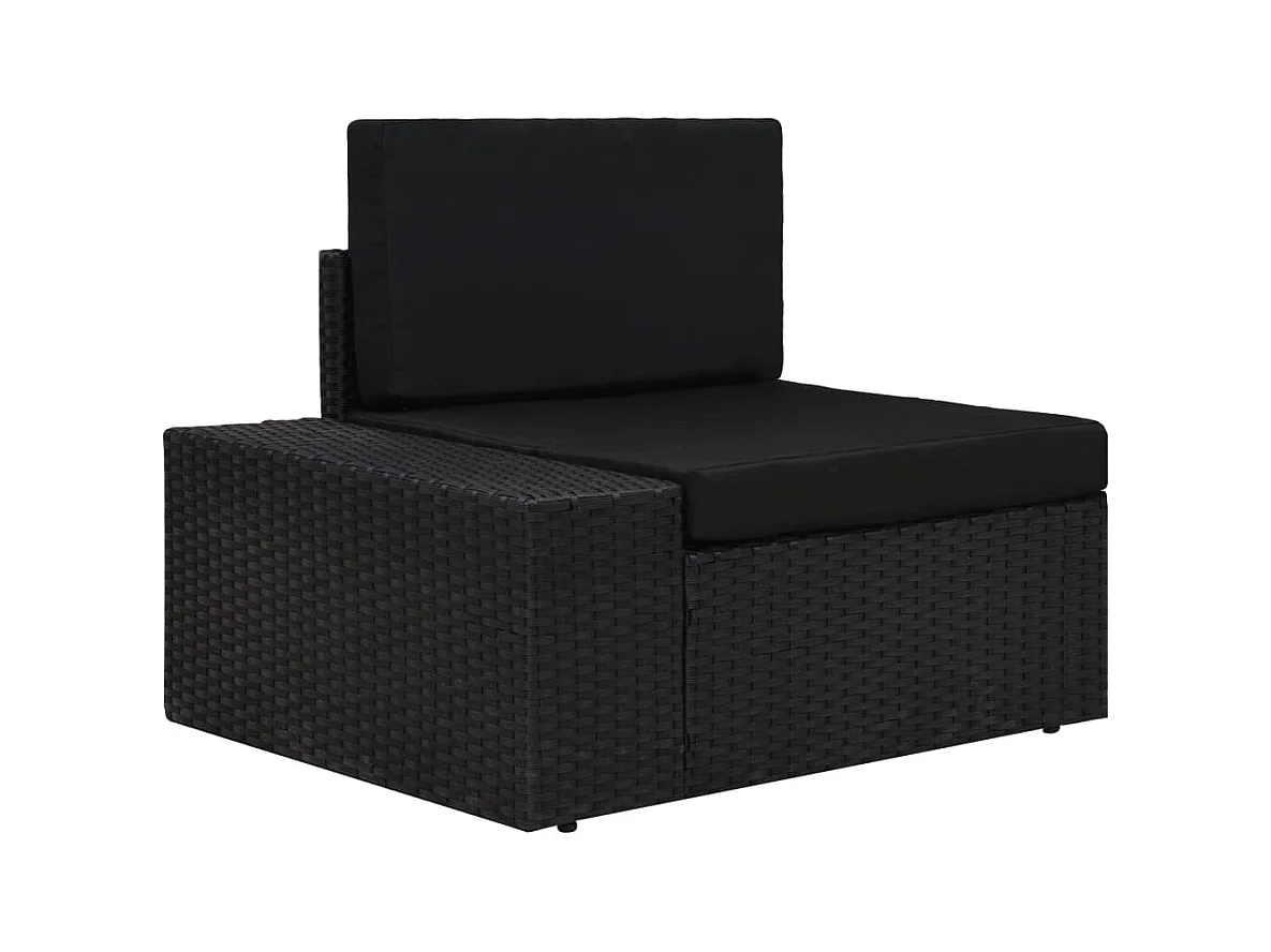 Salon de jardin 9 pièces avec coussins Noir Résine tressée
