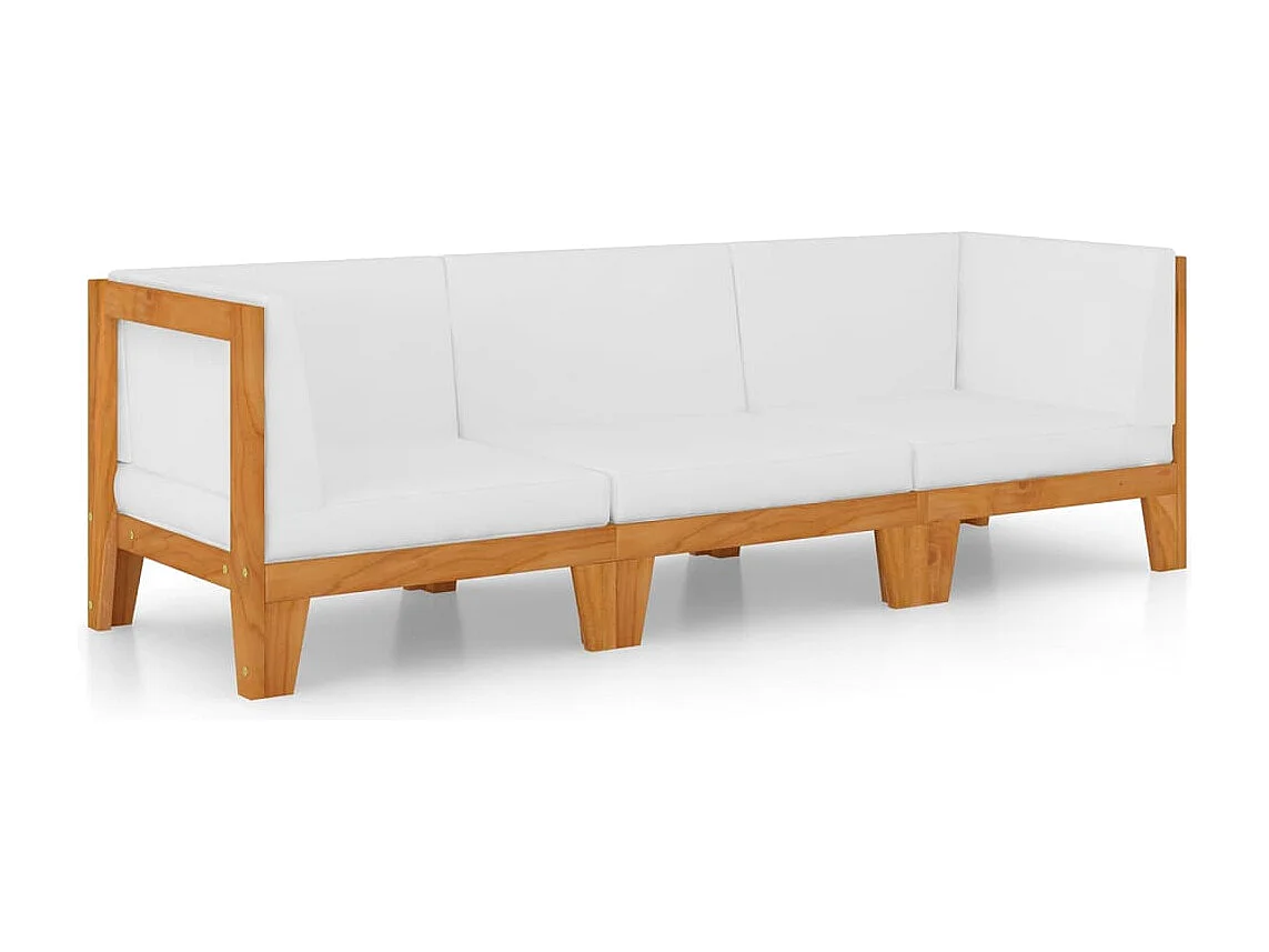 Salon de jardin 3 pièces avec coussins Bois d'acacia solide