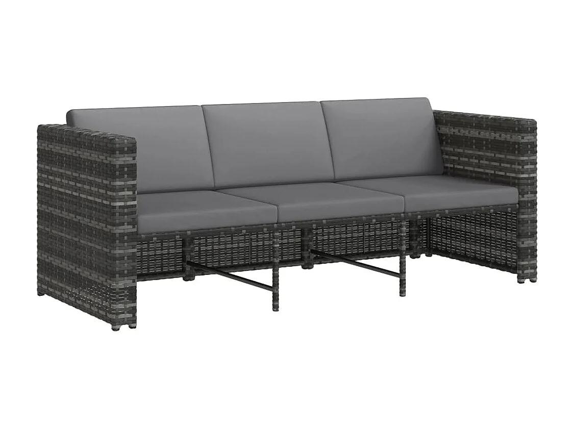 Salon de jardin 4 pièces avec coussins Résine tressée Gris