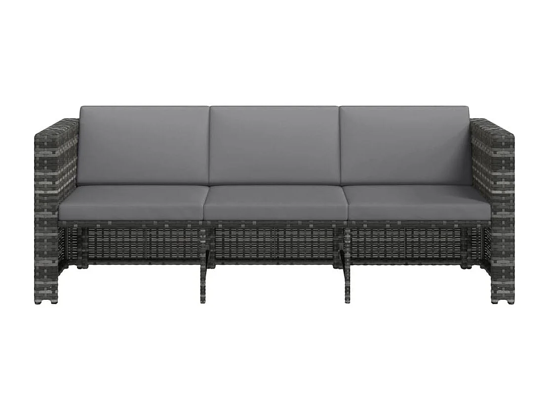 Salon de jardin 4 pièces avec coussins Résine tressée Gris