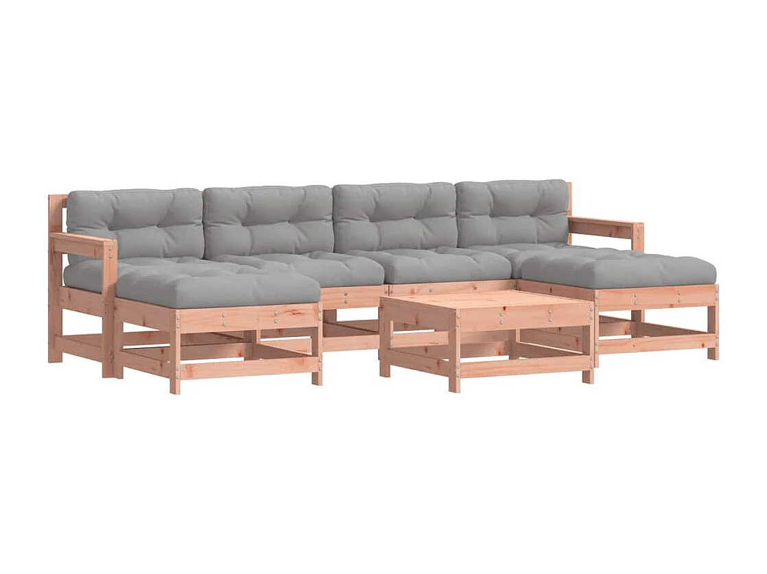 Salon de jardin 7 pièces avec coussins bois massif douglas