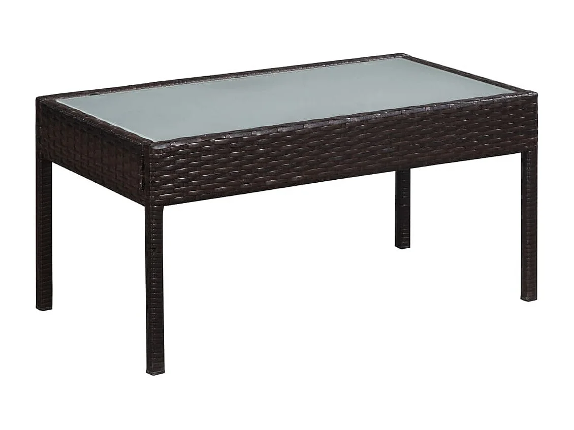 5 peças conjunto lounge jardim c/ almofadões vime PE castanho