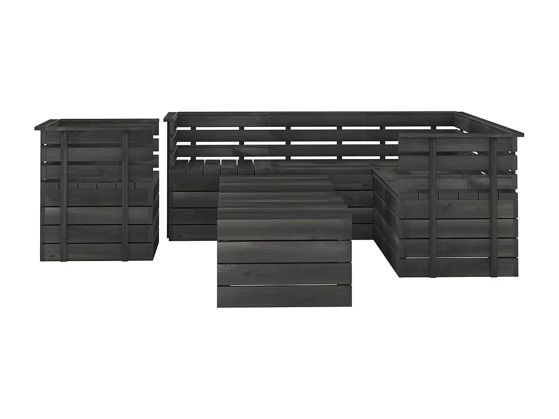 8 peças conj. lounge de paletes p/ jardim pinho cinzento-escuro