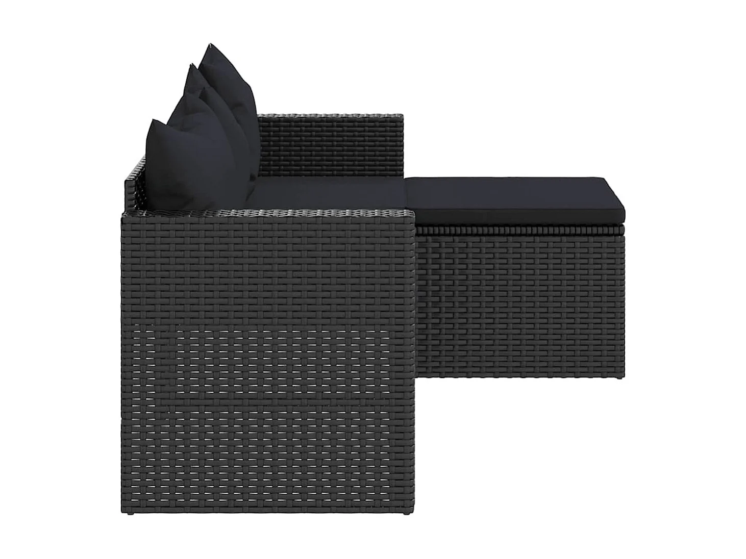 Conjunto lounge de jardim vime PE preto