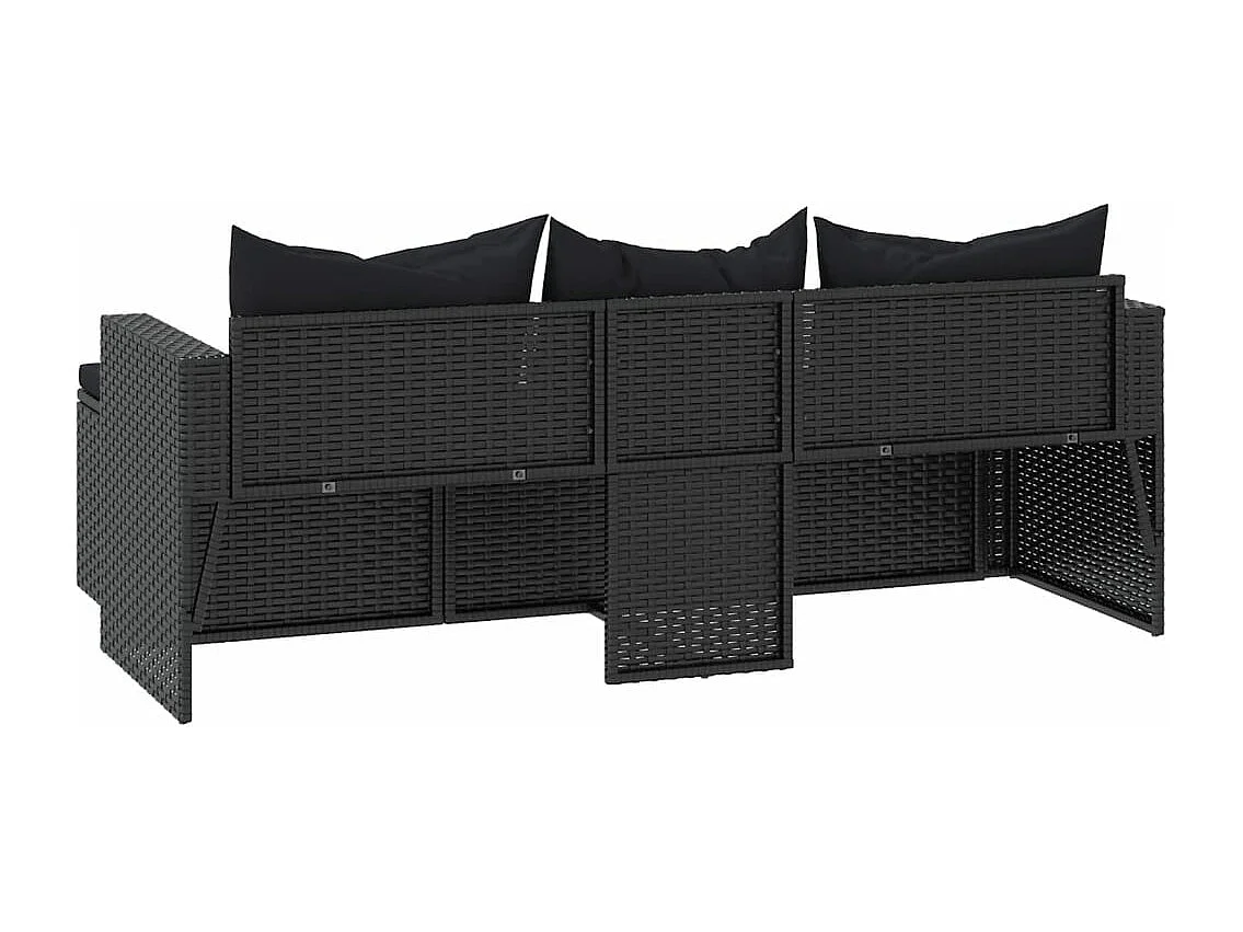 Conjunto de muebles de jardín ratán sintético negro