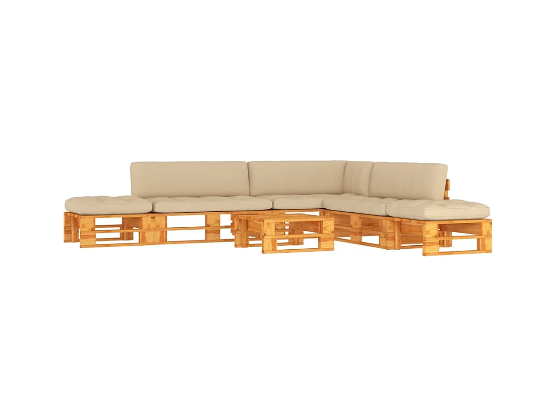 Muebles de palets 6 piezas y cojines madera pino impregnada miel
