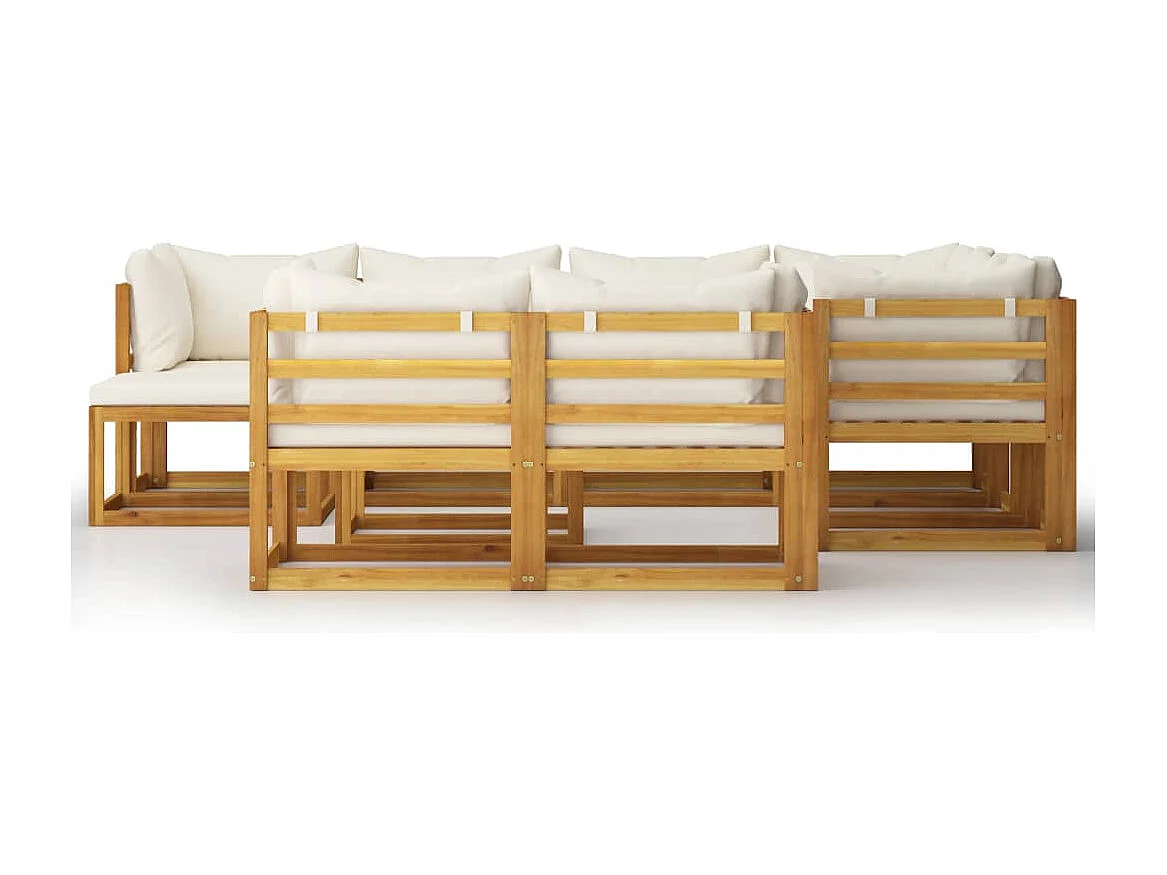 10 peças conjunto lounge jardim c/ almofadões acácia maciça creme