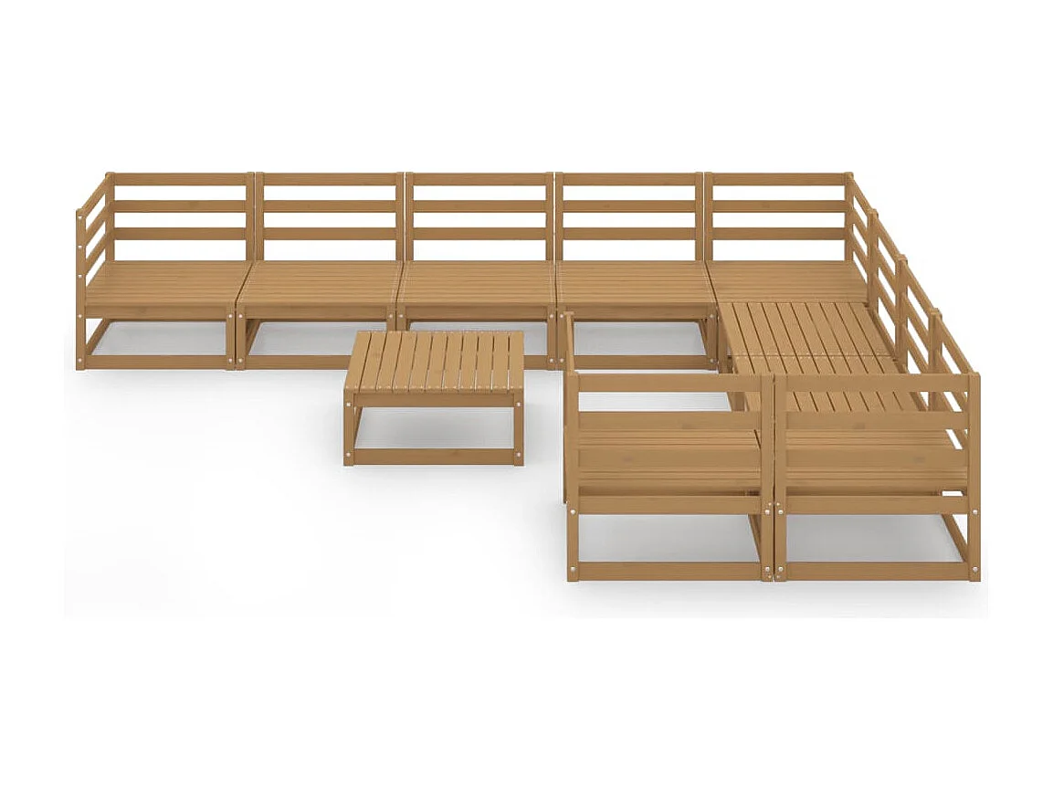 10 peças conjunto lounge de jardim pinho maciço