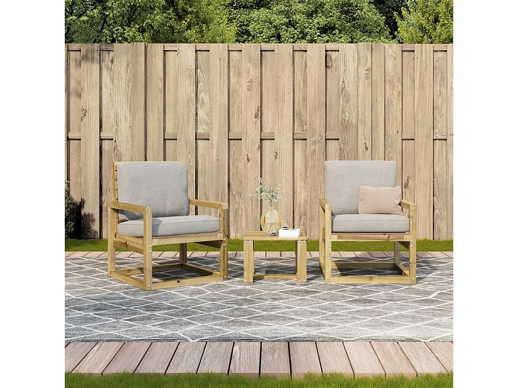 3-delige Loungeset geïmpregneerd grenenhout