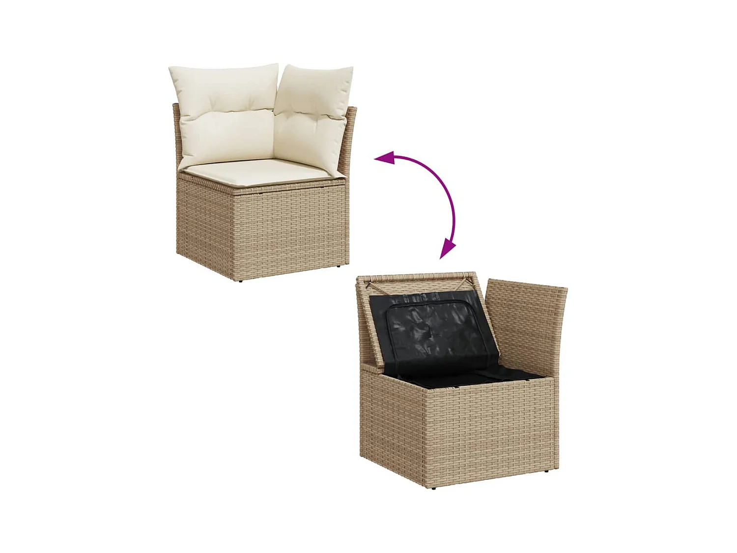Salon de jardin avec coussins 5 pièces beige résine tressée