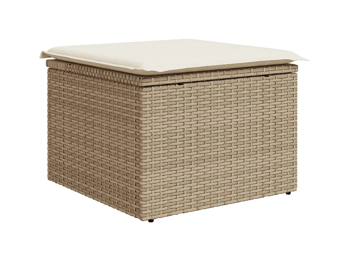 Salon de jardin avec coussins 5 pièces beige résine tressée