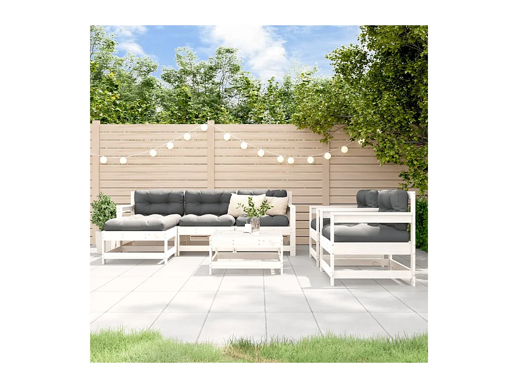 7-delige Loungeset massief grenenhout wit
