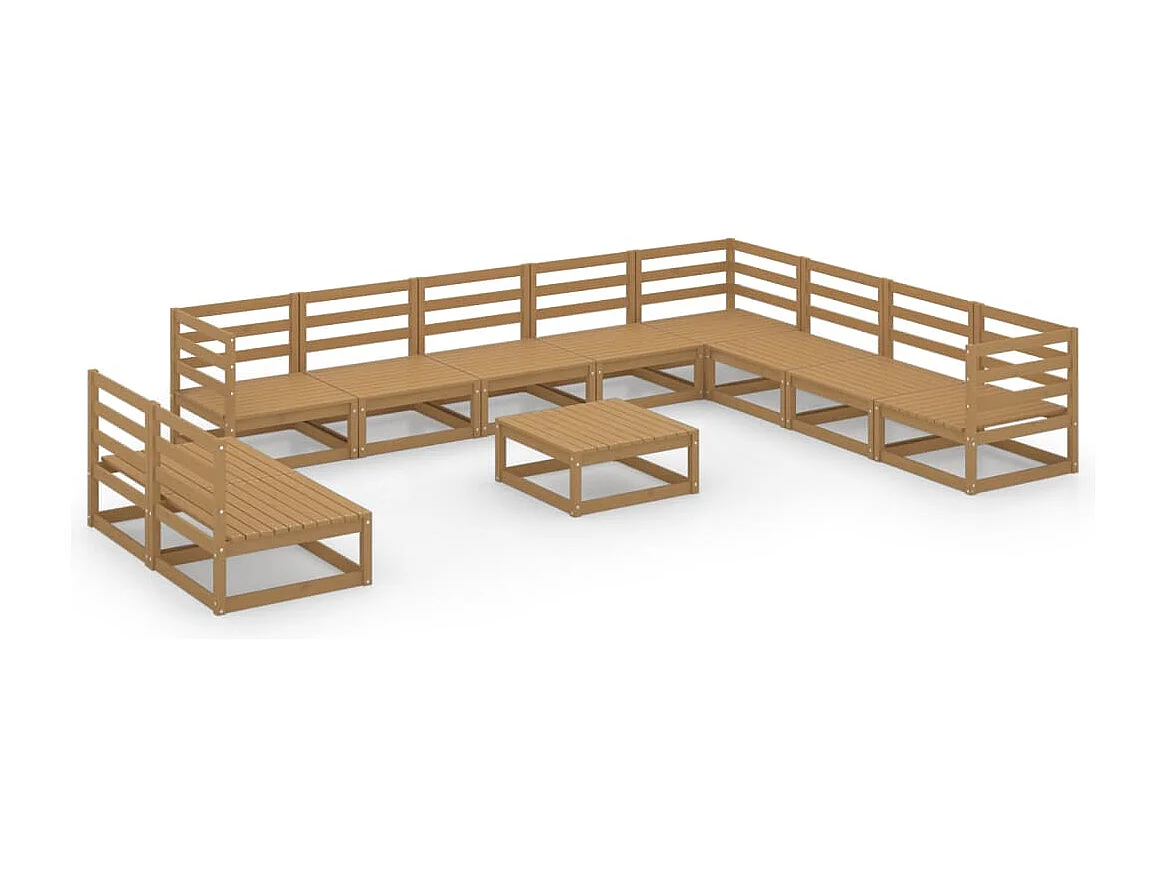 11 peças conjunto lounge de jardim pinho sólido castanho mel