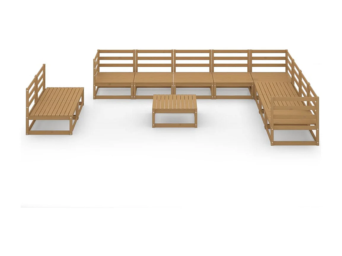 11 peças conjunto lounge de jardim pinho sólido castanho mel