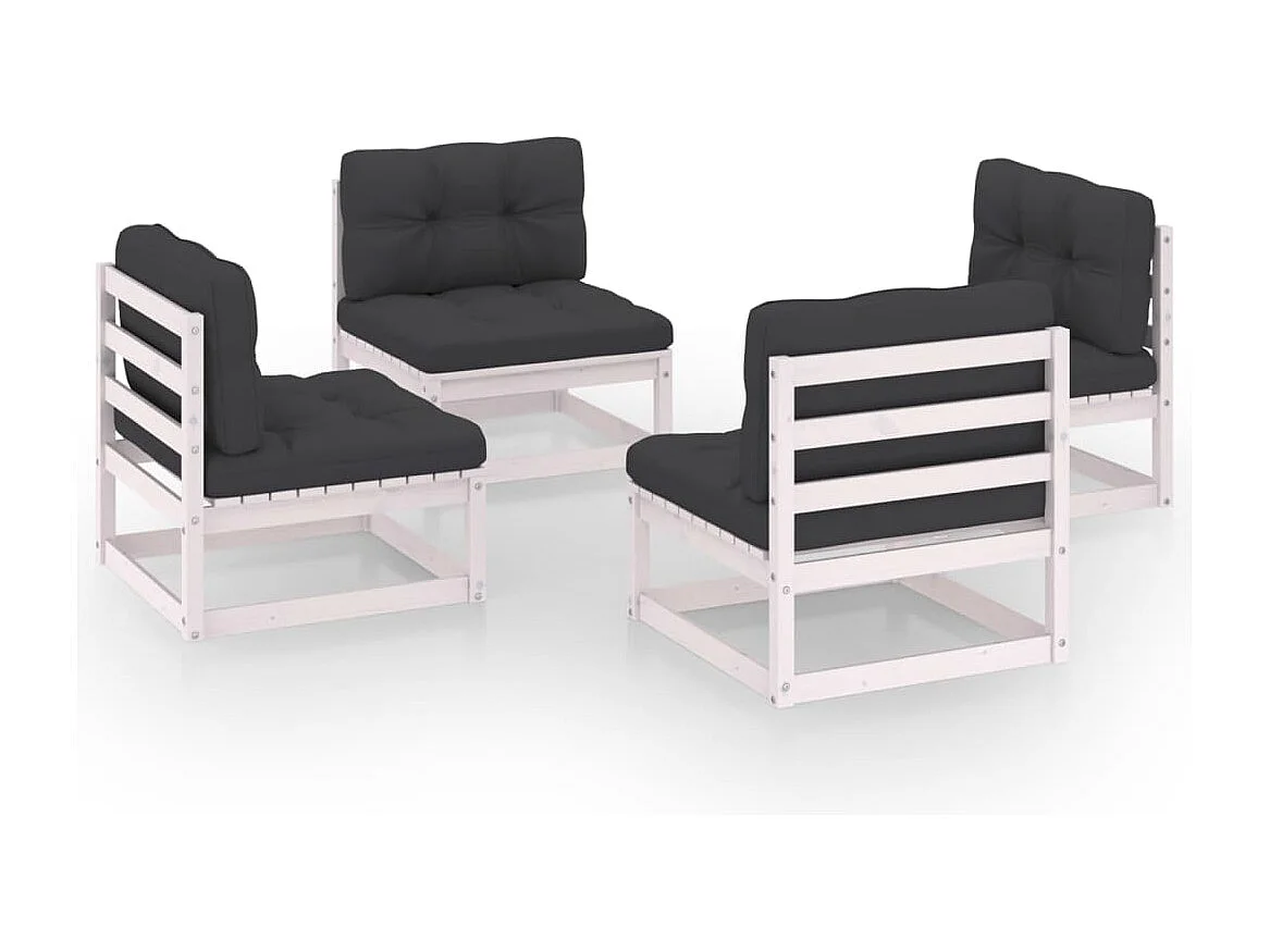 4 peças conjunto lounge de jardim com almofadões pinho maciço