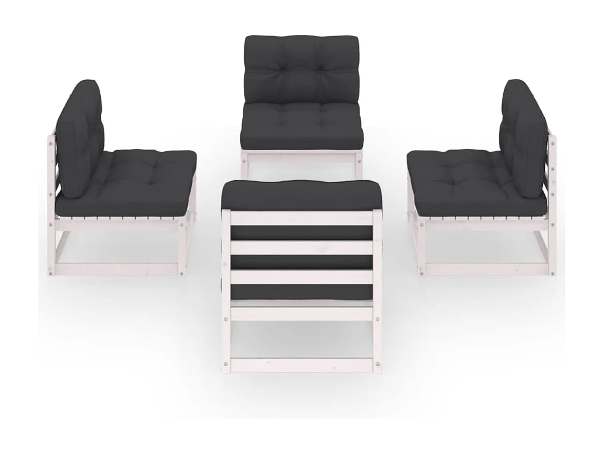 4 peças conjunto lounge de jardim com almofadões pinho maciço