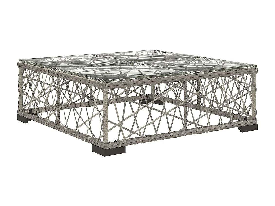 Salon de jardin 5 pièces avec coussins Résine tressée Gris