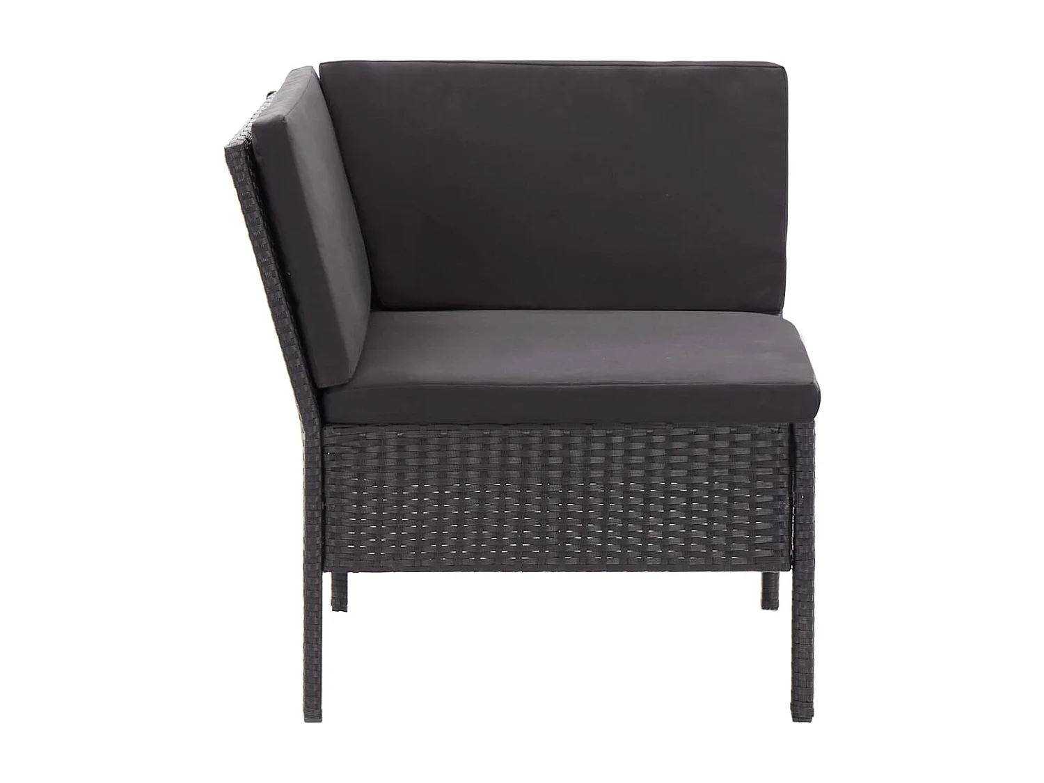 3 peças conjunto lounge de jardim c/ almofadões vime PE preto