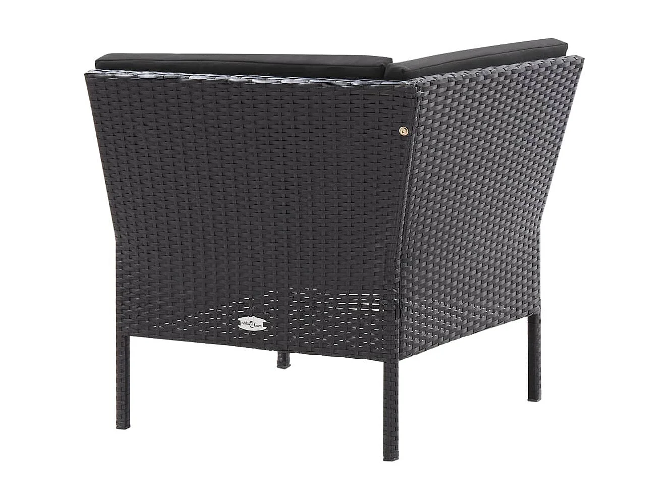 3 peças conjunto lounge de jardim c/ almofadões vime PE preto