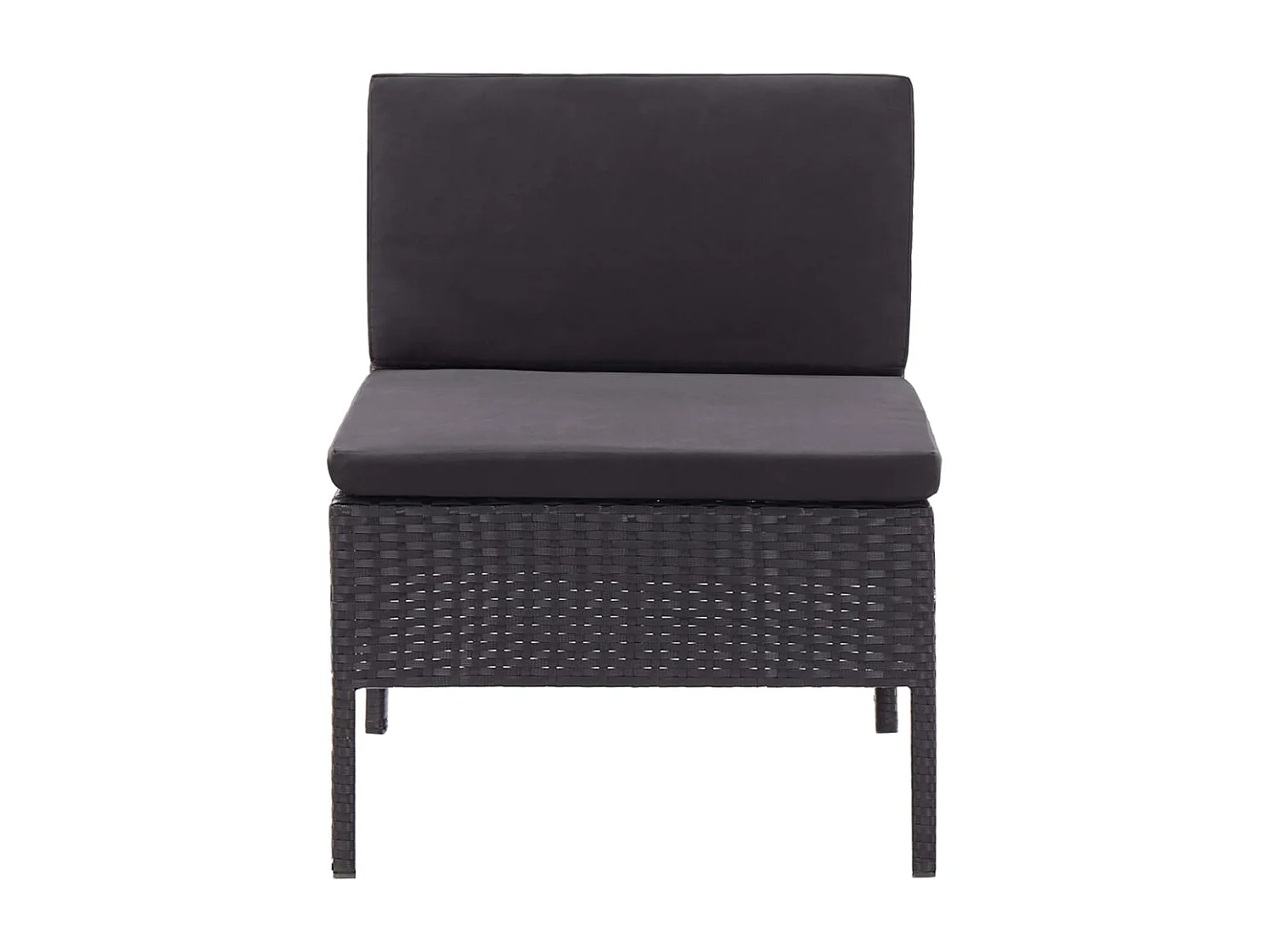 3 peças conjunto lounge de jardim c/ almofadões vime PE preto