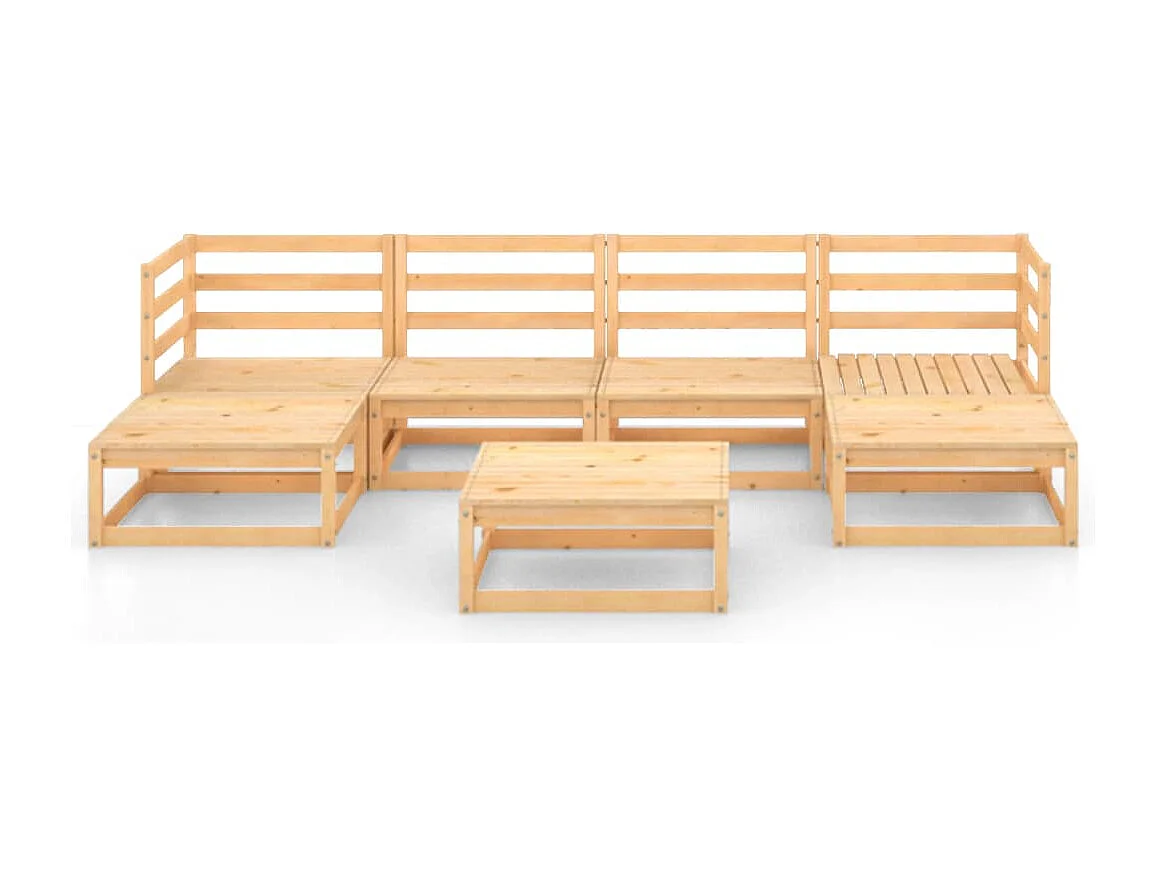 Salon de jardin 7 pièces Bois de pin massif