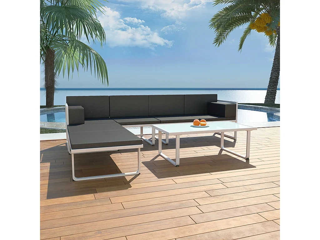 4 peças conjunto lounge p/ jardim com almofadas alumínio preto