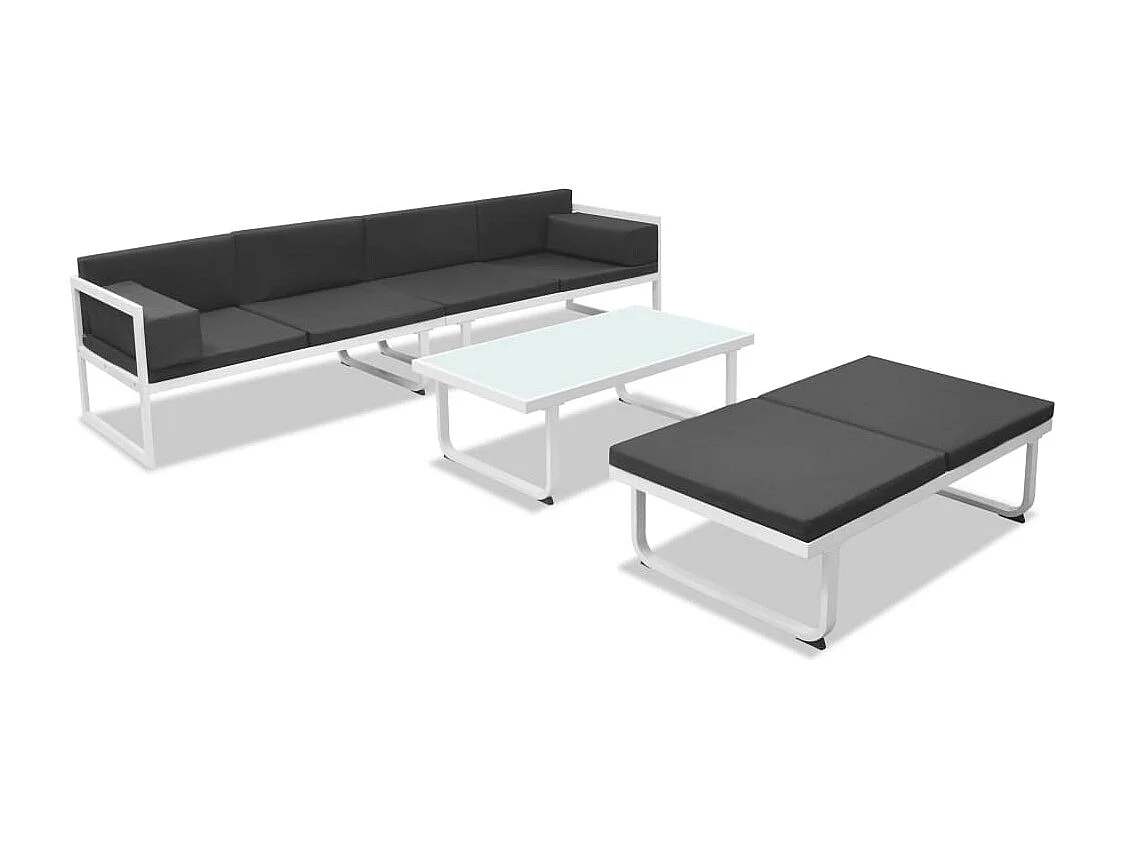 4 peças conjunto lounge p/ jardim com almofadas alumínio preto