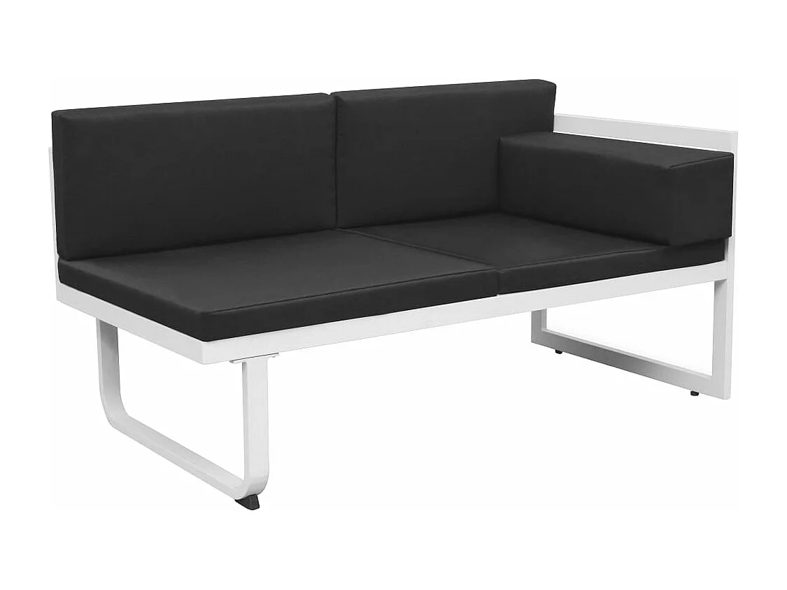 4 peças conjunto lounge p/ jardim com almofadas alumínio preto