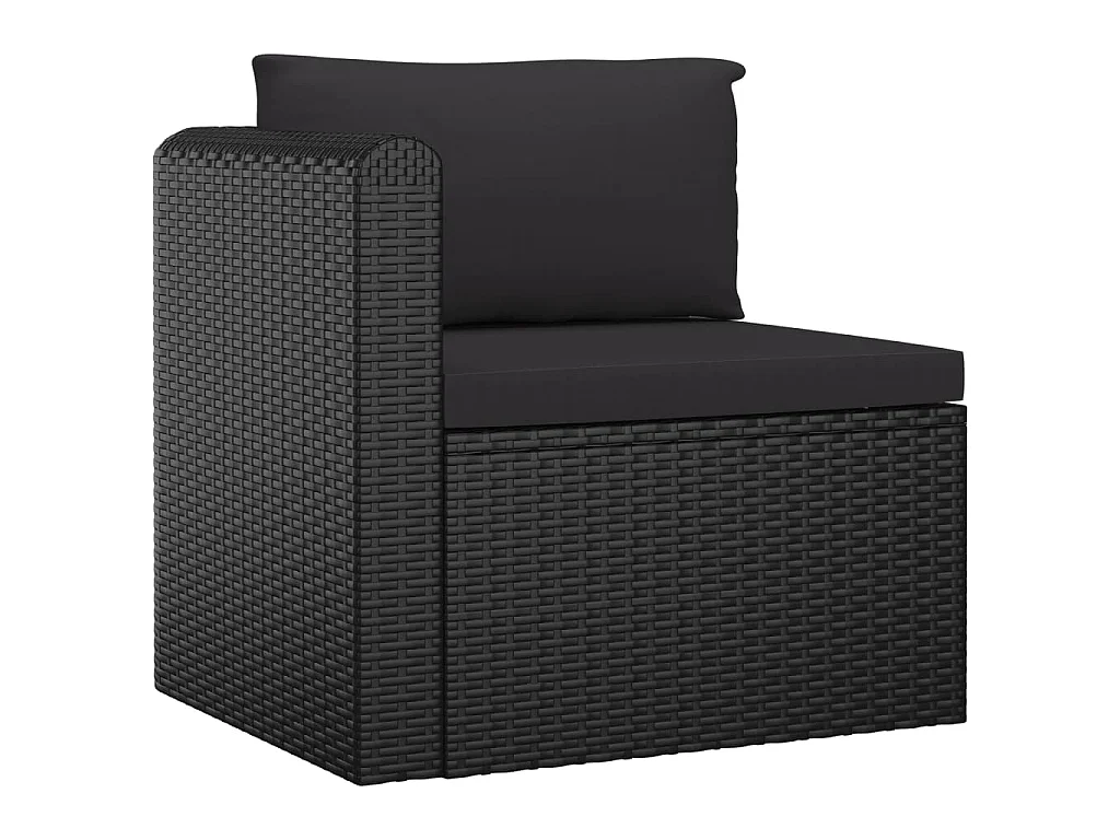 Set muebles de jardín 9 piezas y cojines ratán sintético negro