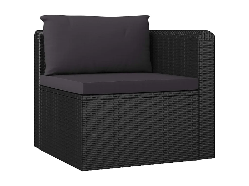 Set muebles de jardín 9 piezas y cojines ratán sintético negro