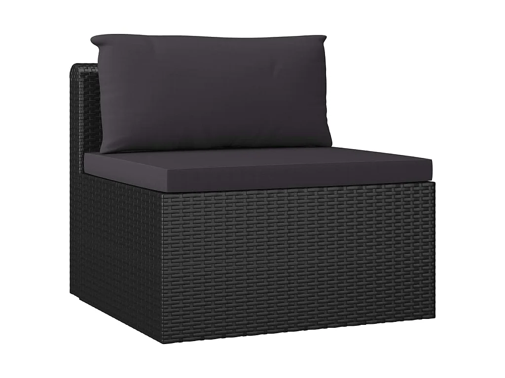 Set muebles de jardín 9 piezas y cojines ratán sintético negro