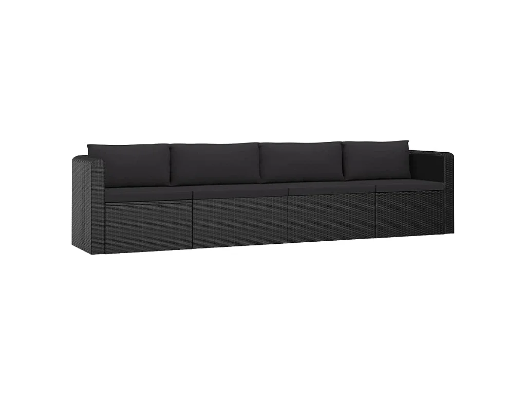 Set muebles de jardín 9 piezas y cojines ratán sintético negro