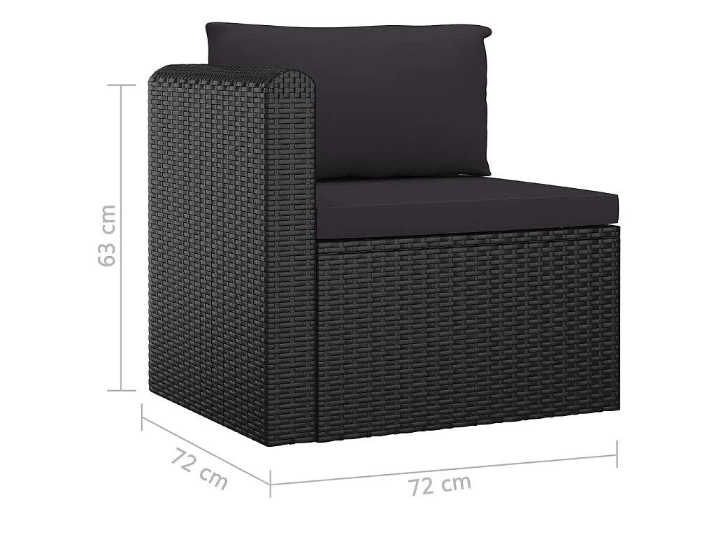 Set muebles de jardín 9 piezas y cojines ratán sintético negro
