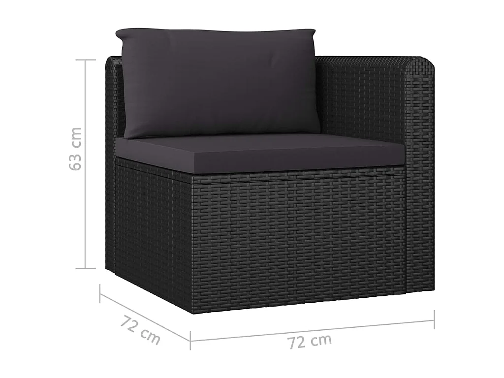 Set muebles de jardín 9 piezas y cojines ratán sintético negro