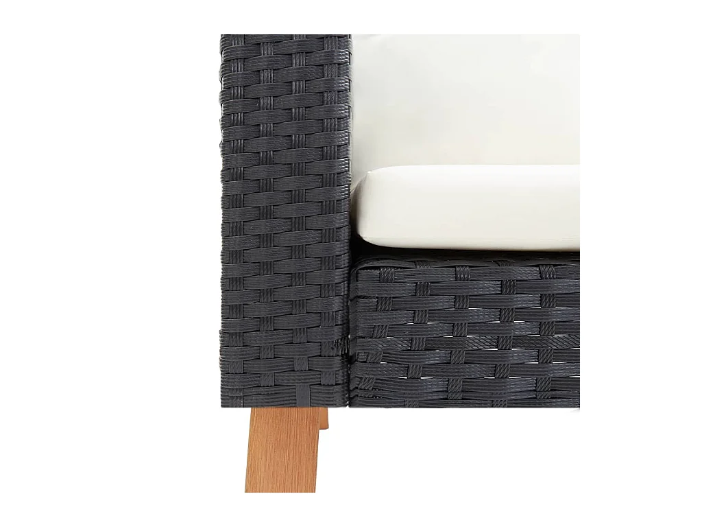 Salon de jardin 4 pièces avec coussins Résine tressée Noir