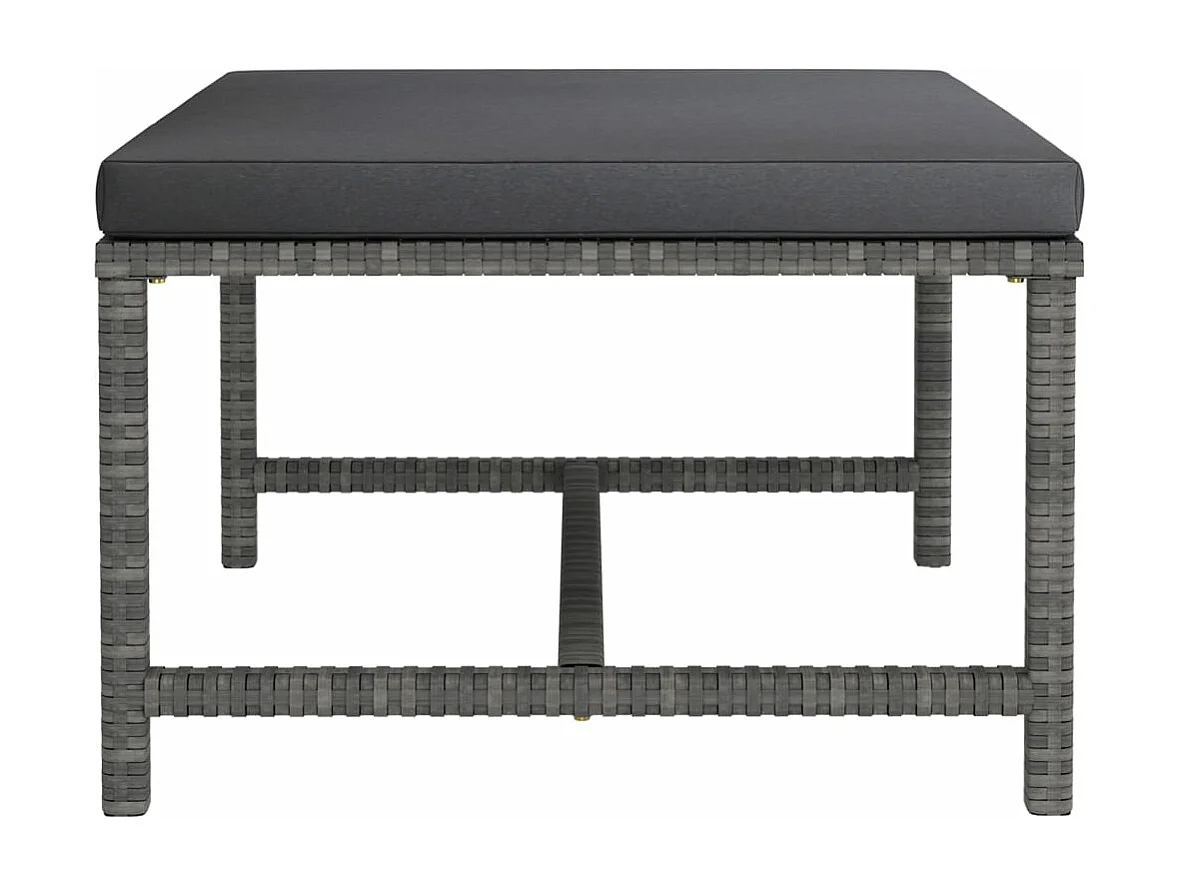 Set de muebles de jardín 12 piezas y cojines ratán sintético gris