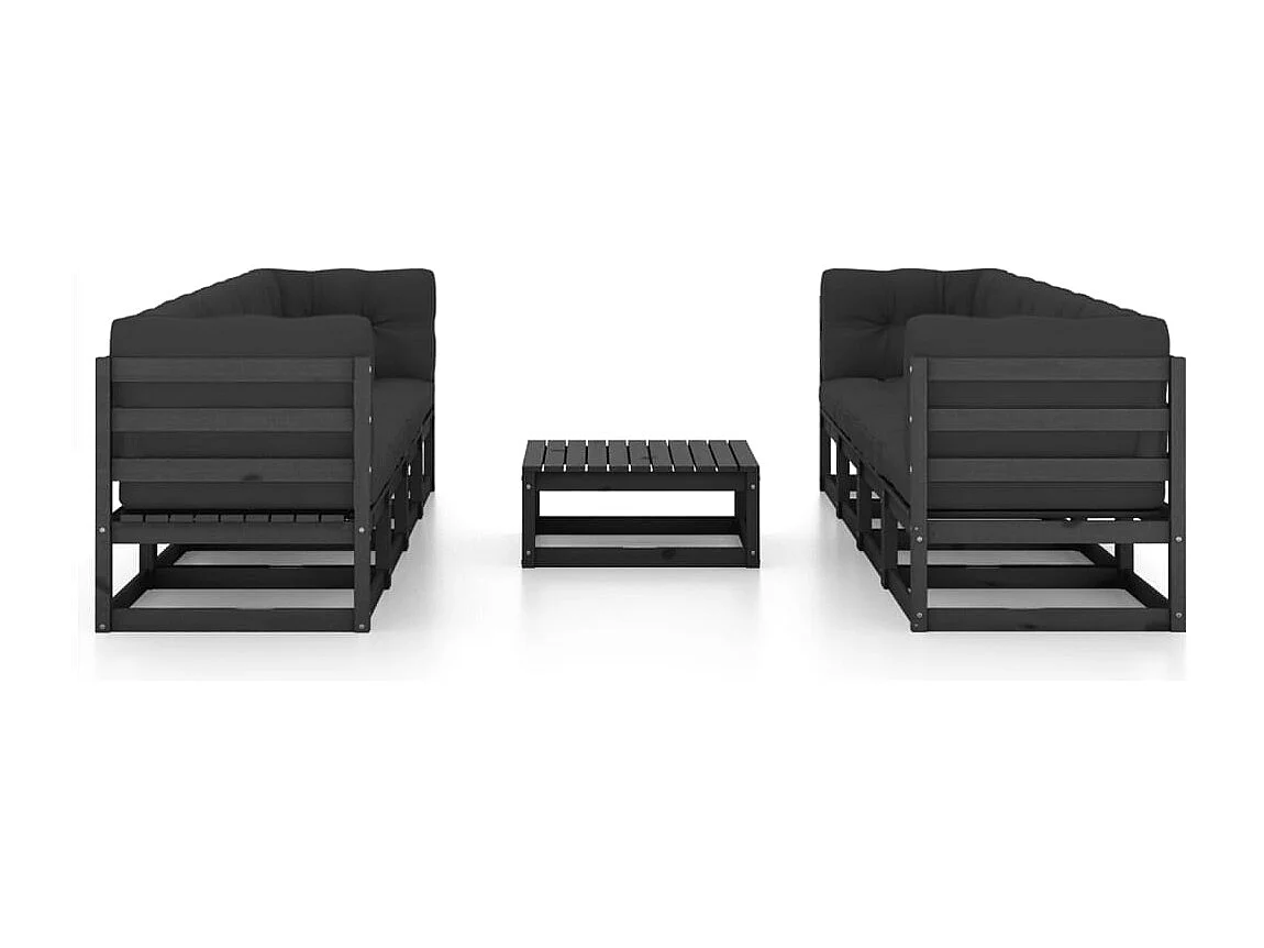 Juego de muebles de jardín 9 piezas y cojines madera pino maciza