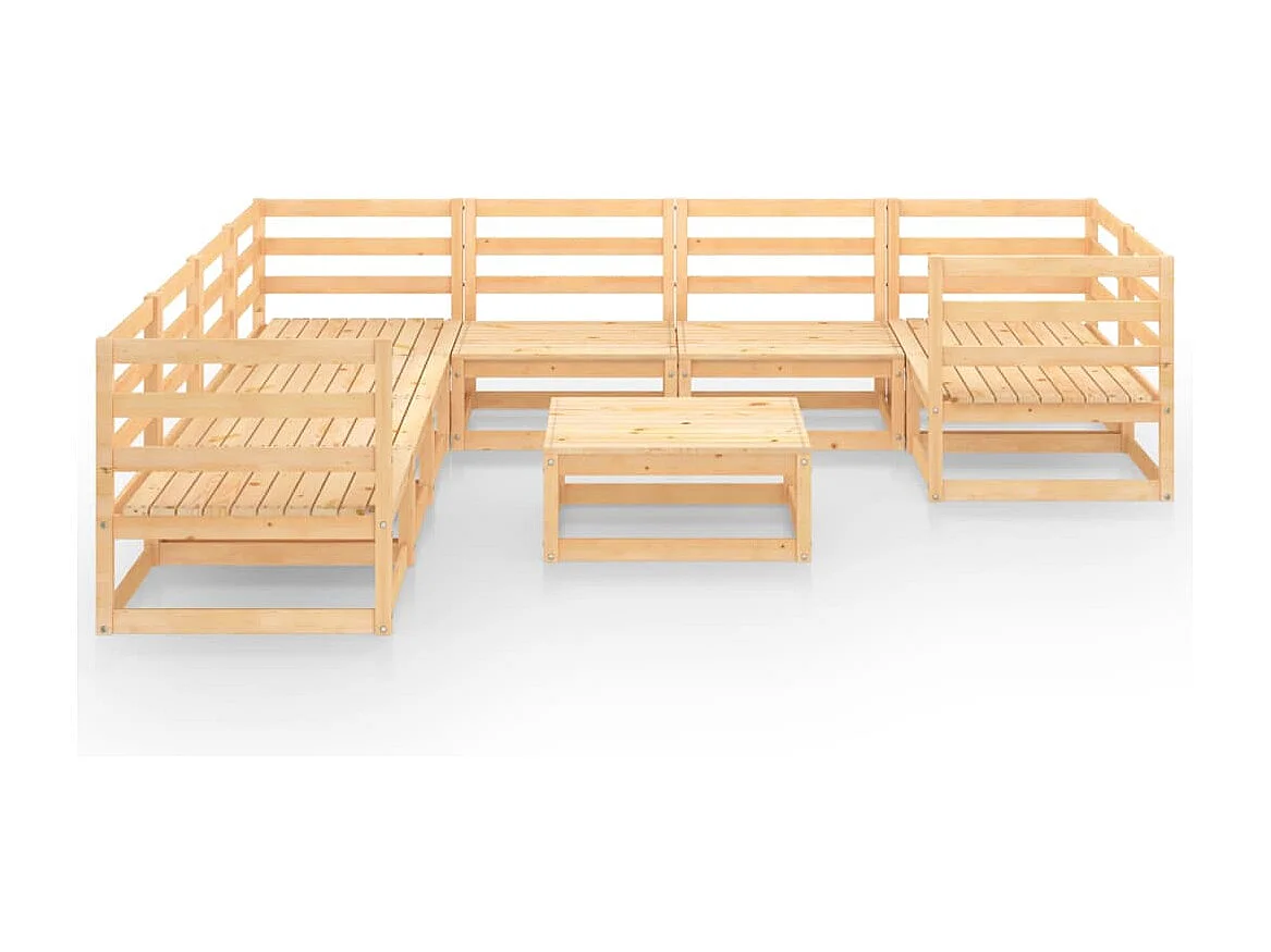 Salon de jardin 9 pièces bois de pin massif