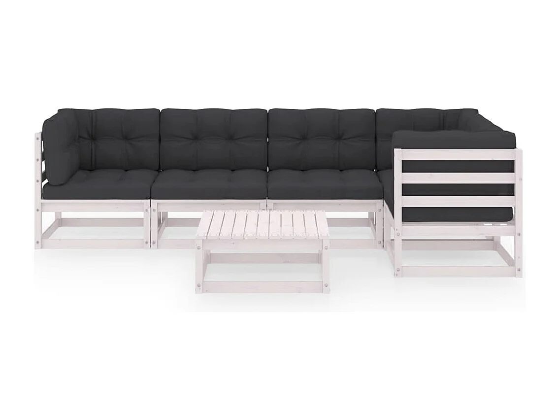 Salon de jardin 6 pièces avec coussins Bois de pin massif