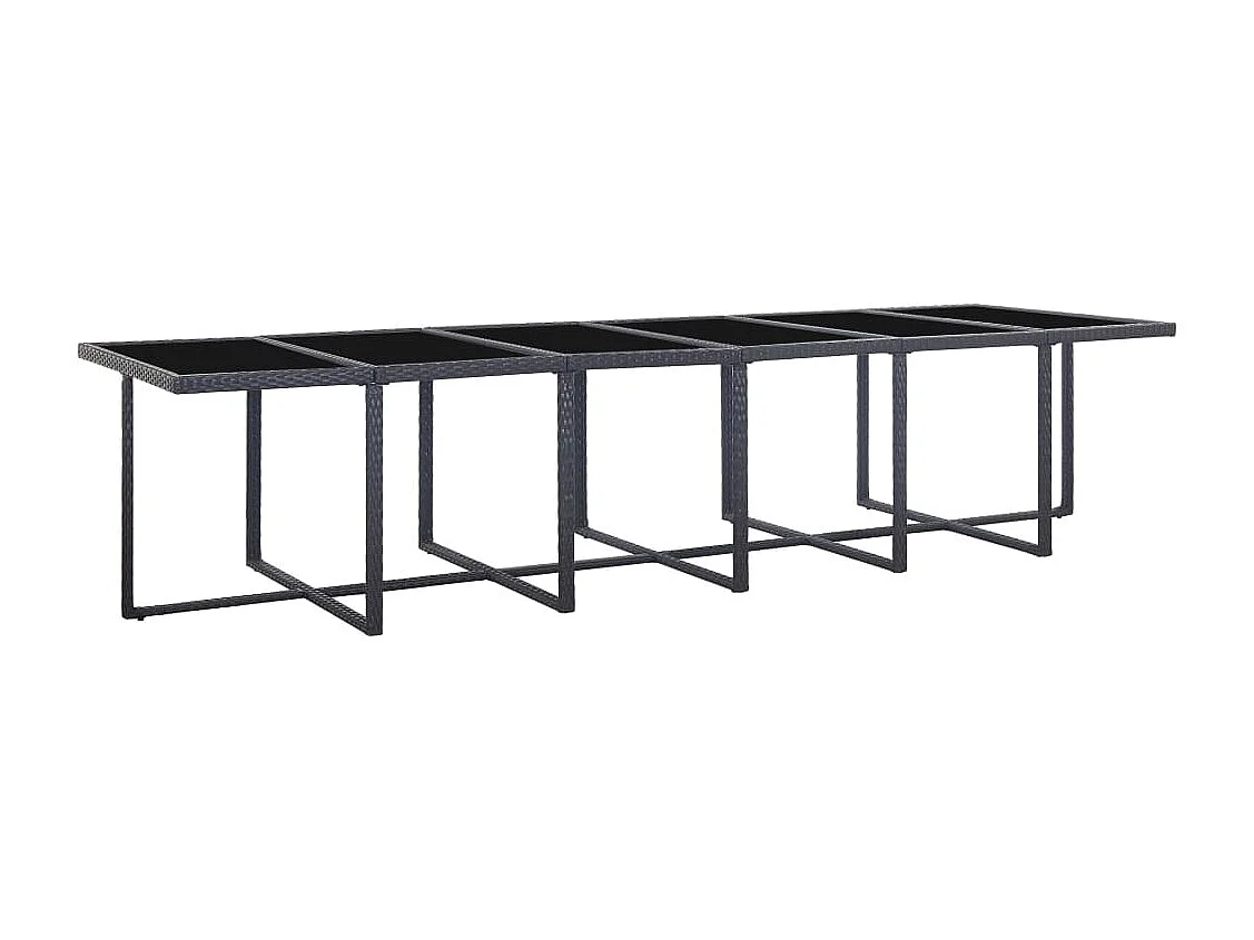 Set comedor de jardín 17 piezas y cojines ratán sintético negro