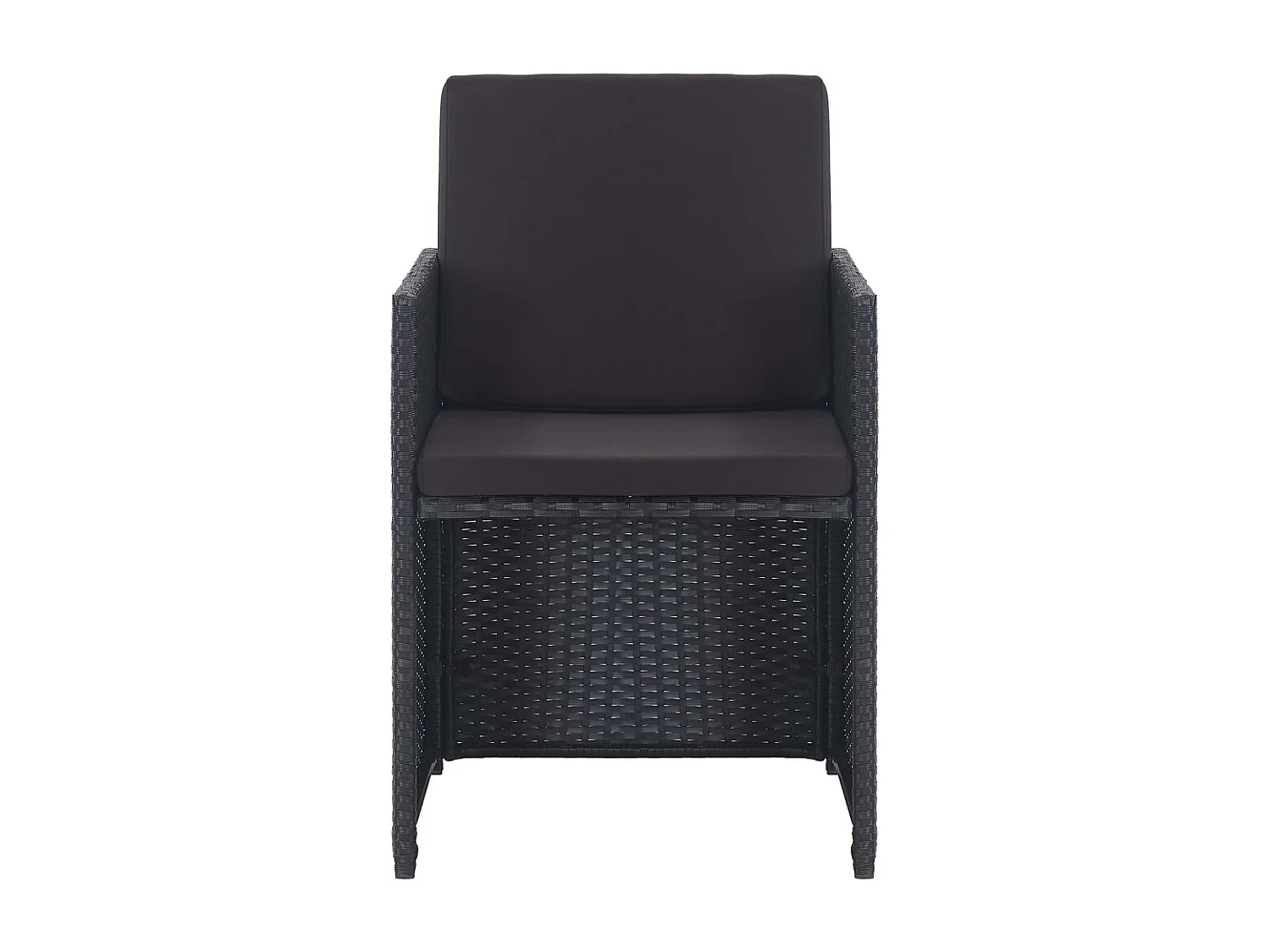 Set comedor de jardín 17 piezas y cojines ratán sintético negro