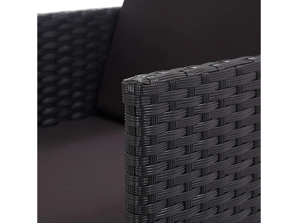 Set comedor de jardín 17 piezas y cojines ratán sintético negro