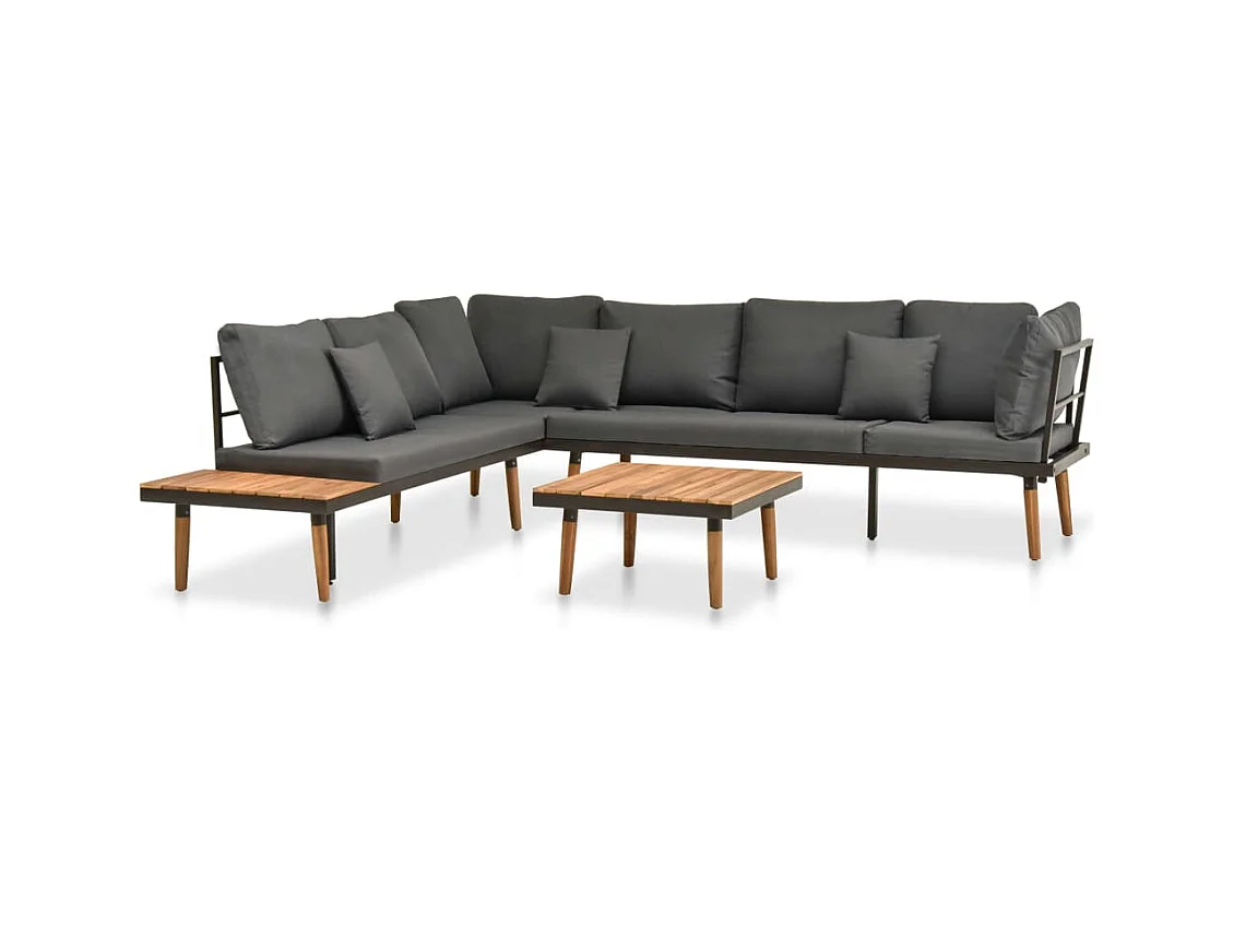 Salon de jardin 4 pièces avec coussins Bois d'acacia solide