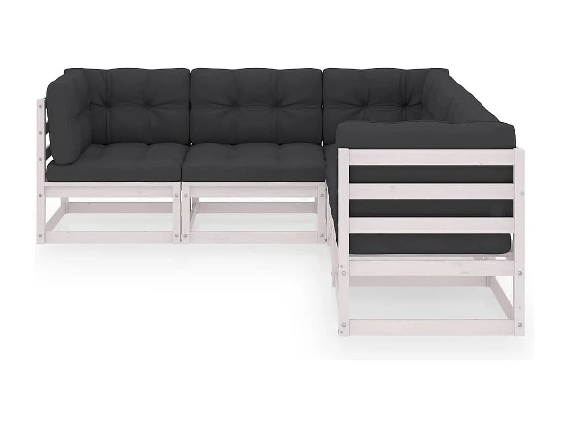 Salon de jardin 5 pièces avec coussins Bois de pin massif