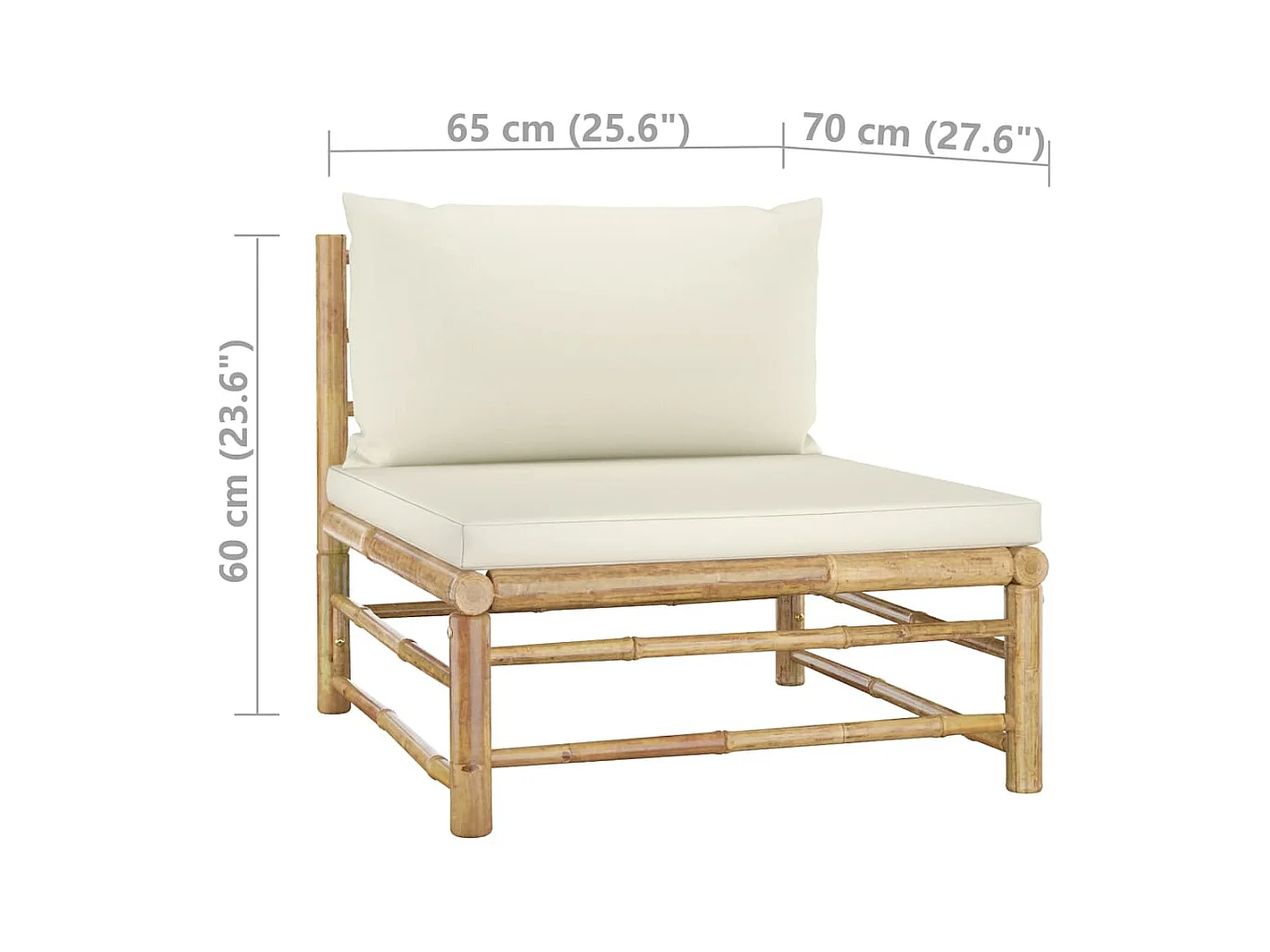 6-delige Loungeset met crèmewitte kussens bamboe