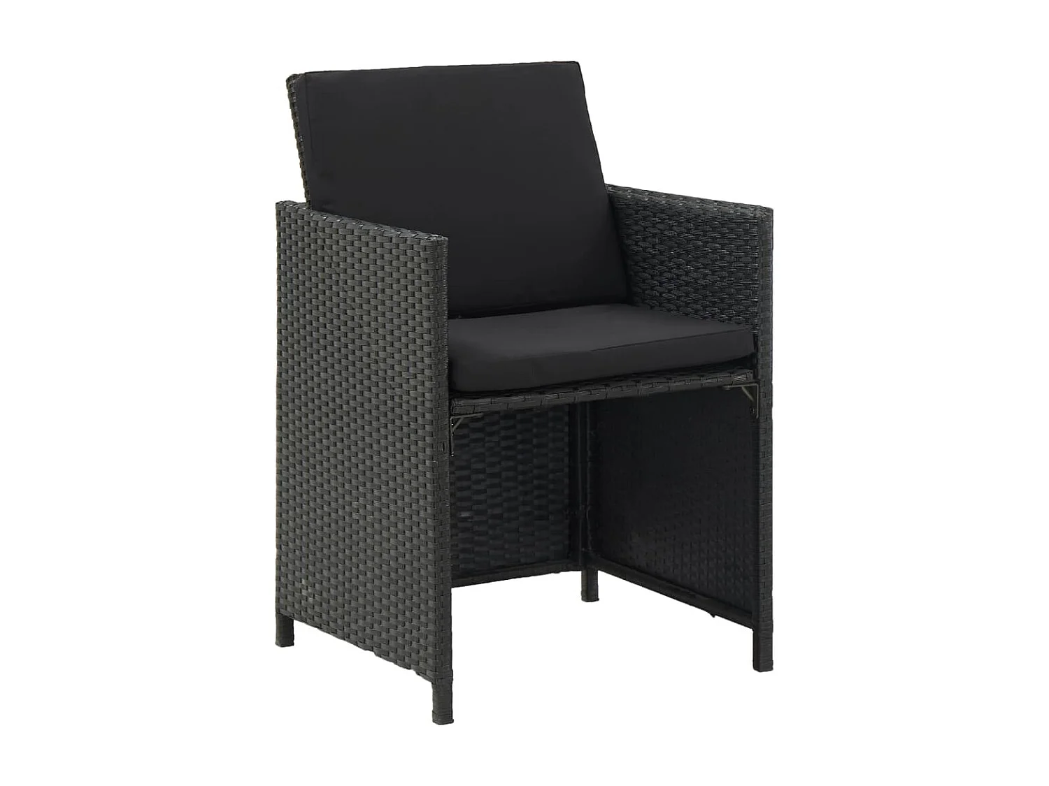 Set comedor de jardín 11 piezas y cojines ratán sintético negro