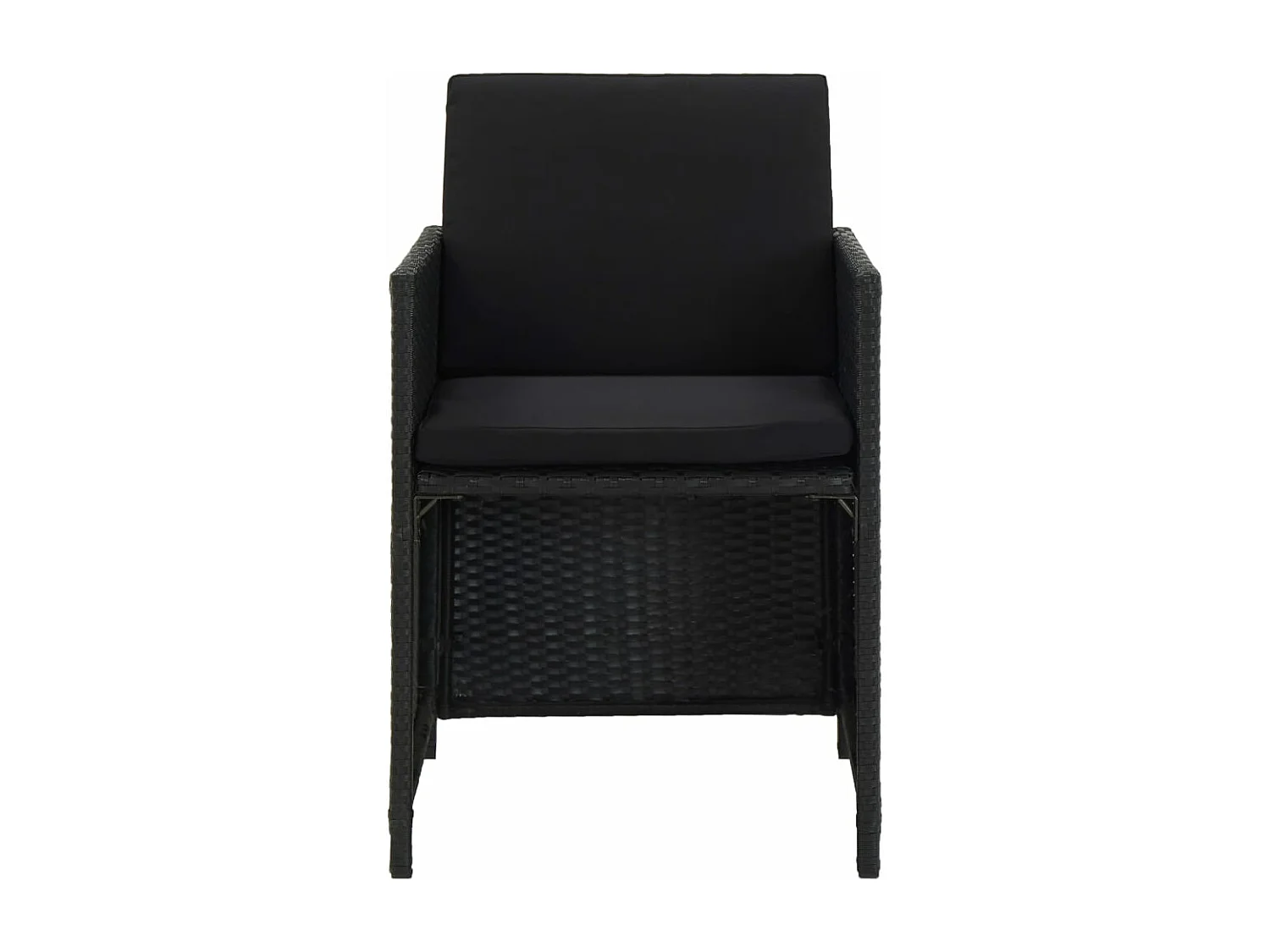 Set comedor de jardín 11 piezas y cojines ratán sintético negro