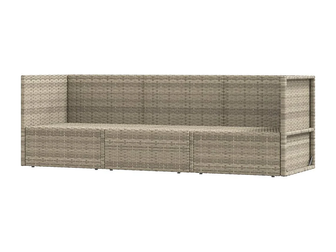 3-delige Loungeset met kussens poly rattan grijs