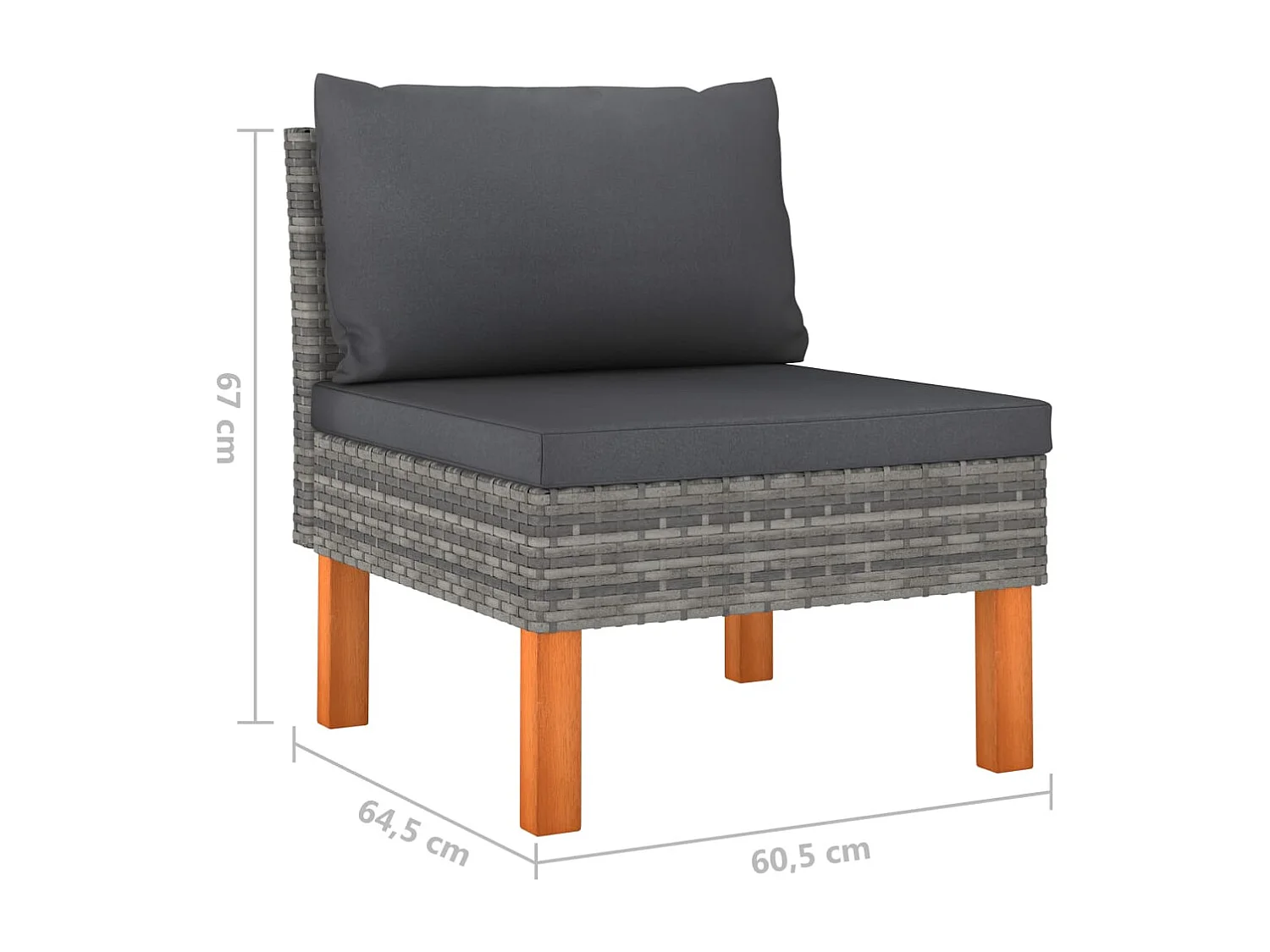 Salon de jardin 4 pièces avec coussins Résine tressée Gris